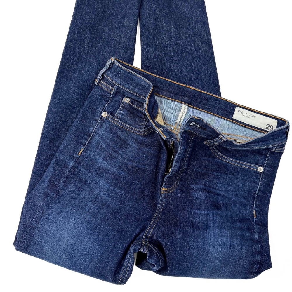rag & bone 10 Inch Ankle Skinny Raw Hem Jeans Mad River Dark Wash Denim 29 - Picture 3 of 7